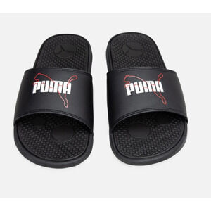 NEW Puma Cool Cat Logo Slides Black/White Size Sz 6Y/7.5 Women's Black 381794 01